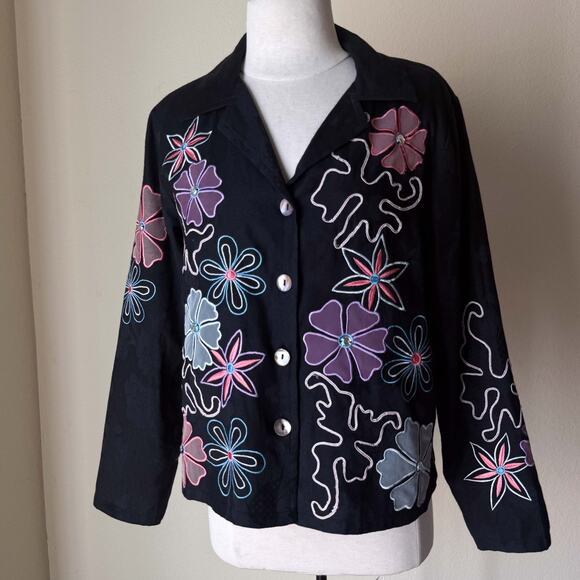 Draper’s & Damon’s Floral Embroidered Jacket S-M Whimsigoth Art Dark Academia - Picture 2 of 8